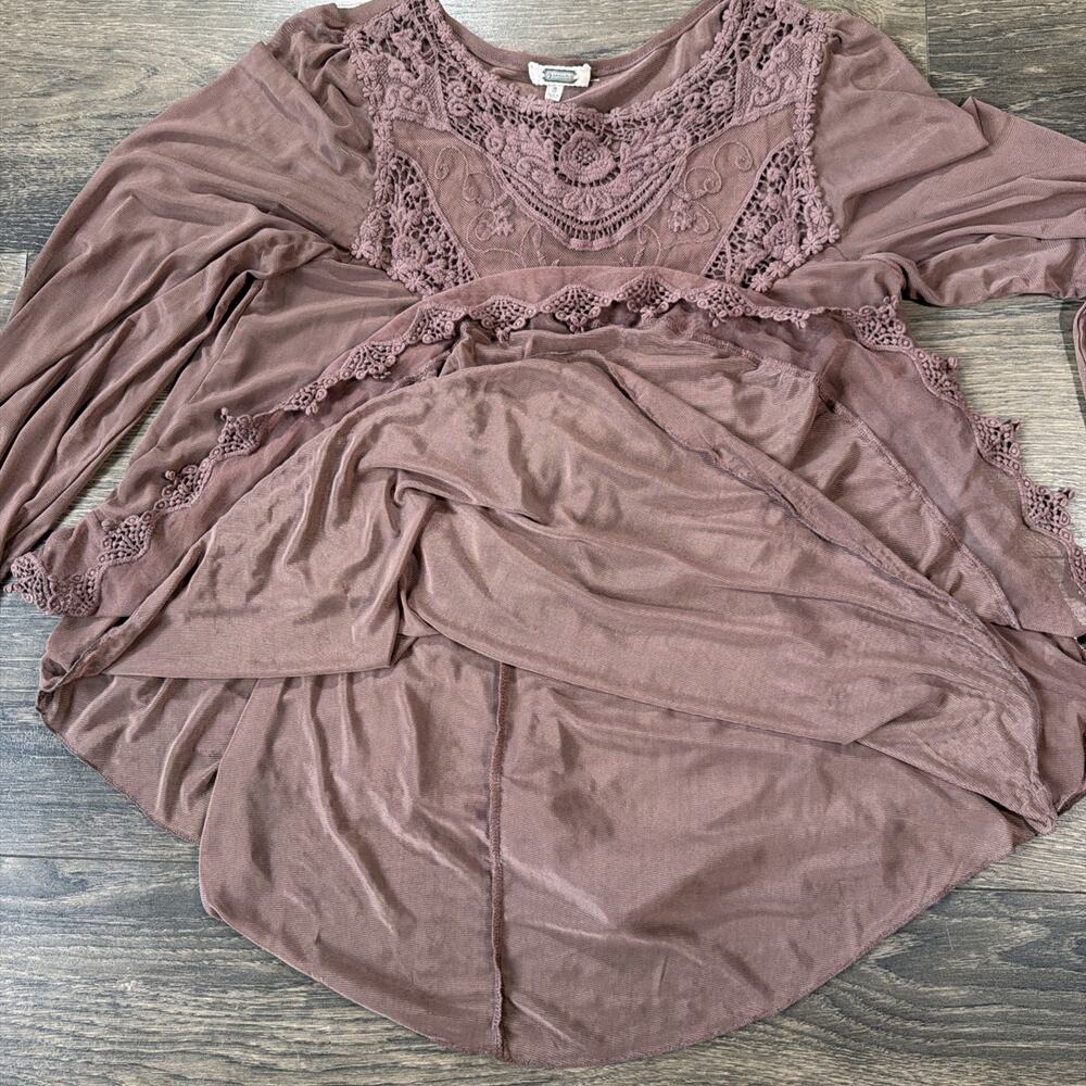 Buckle Gimmicks Sz S Boho Fairy Grunge Lace Tunic Blouse Romantic Crochet Top - Picture 10 of 12